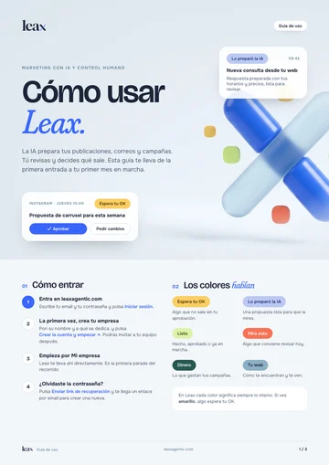 Portada de la guía de uso de Leax